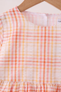 Pink plaid ruffle dress