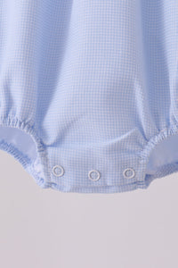 Blue turkey embroidery checkered bubble