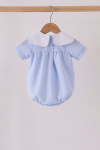 Blue turkey embroidery checkered bubble