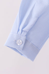 Boys Blue Turkey Embroidered Button Down Shirt