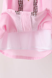 Pink Turkey Embroidered Ruffle Gingham Dress