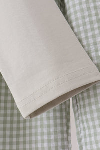 Green turkey embroidery gingham pants set
