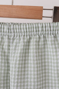 Green turkey embroidery gingham pants set