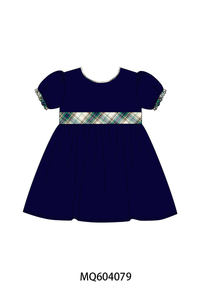 Navy Plaid Bow Dress