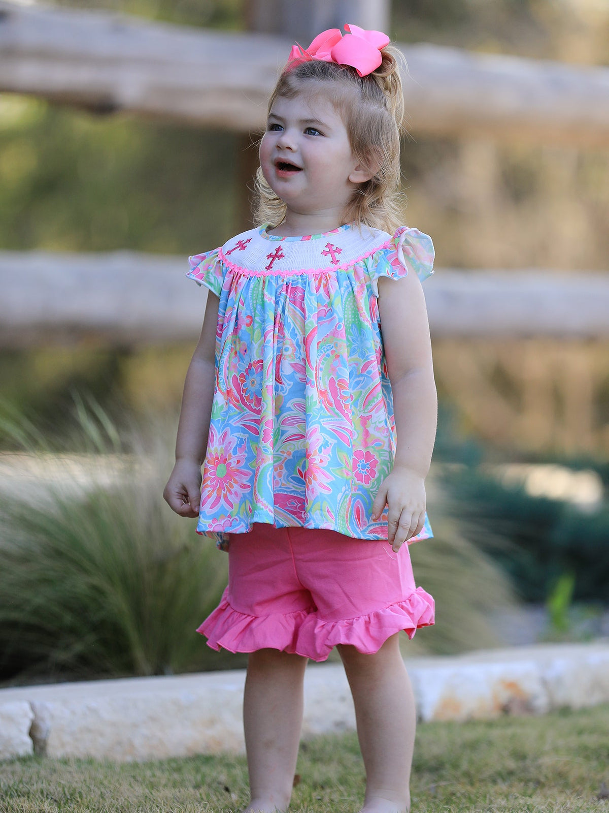 Easter Cross Smocking Embroidery Baby Girl Set - The Palm Beach Baby Rylee Faith Designs