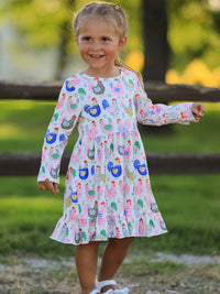 Fall Farm Chicken Print Girls Ruffle Hem Twirl Dress - The Palm Beach Baby