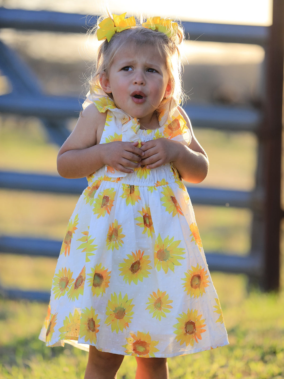 Sunflower Ruffle Smocked Girls Dress - The Palm Beach Baby Rylee Faith Designs