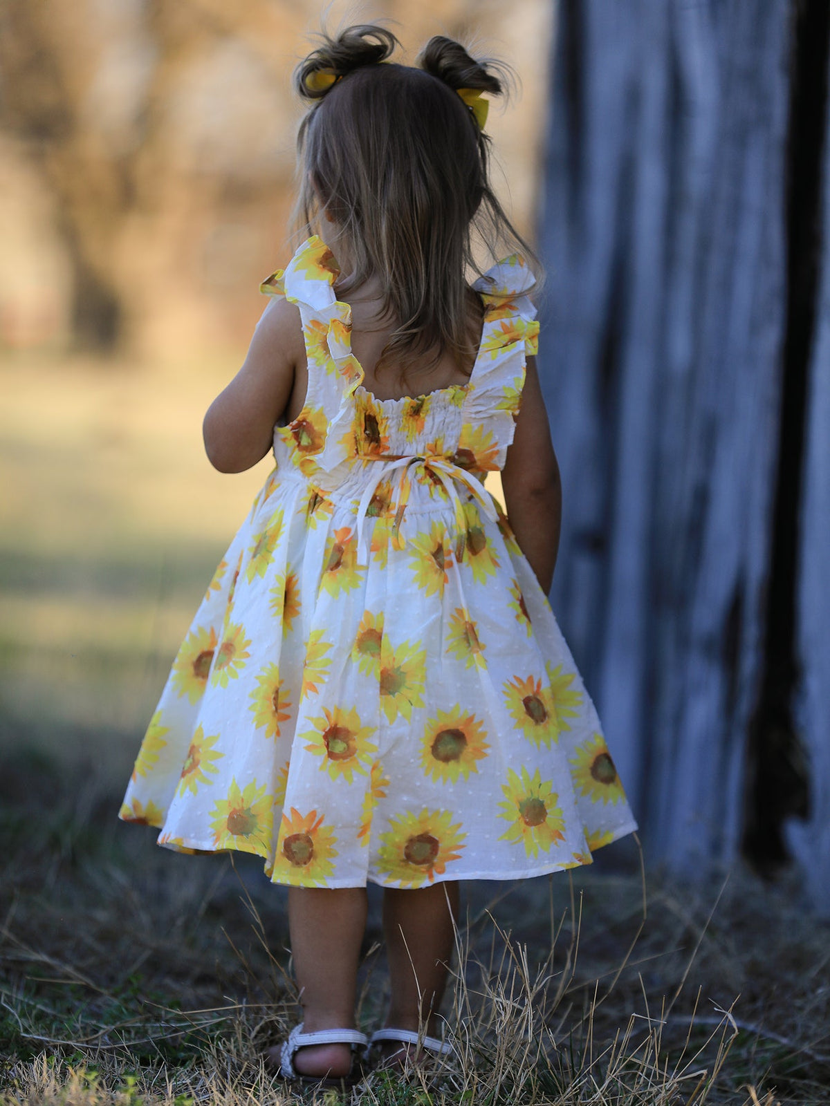 Sunflower Ruffle Smocked Girls Dress - The Palm Beach Baby Rylee Faith Designs