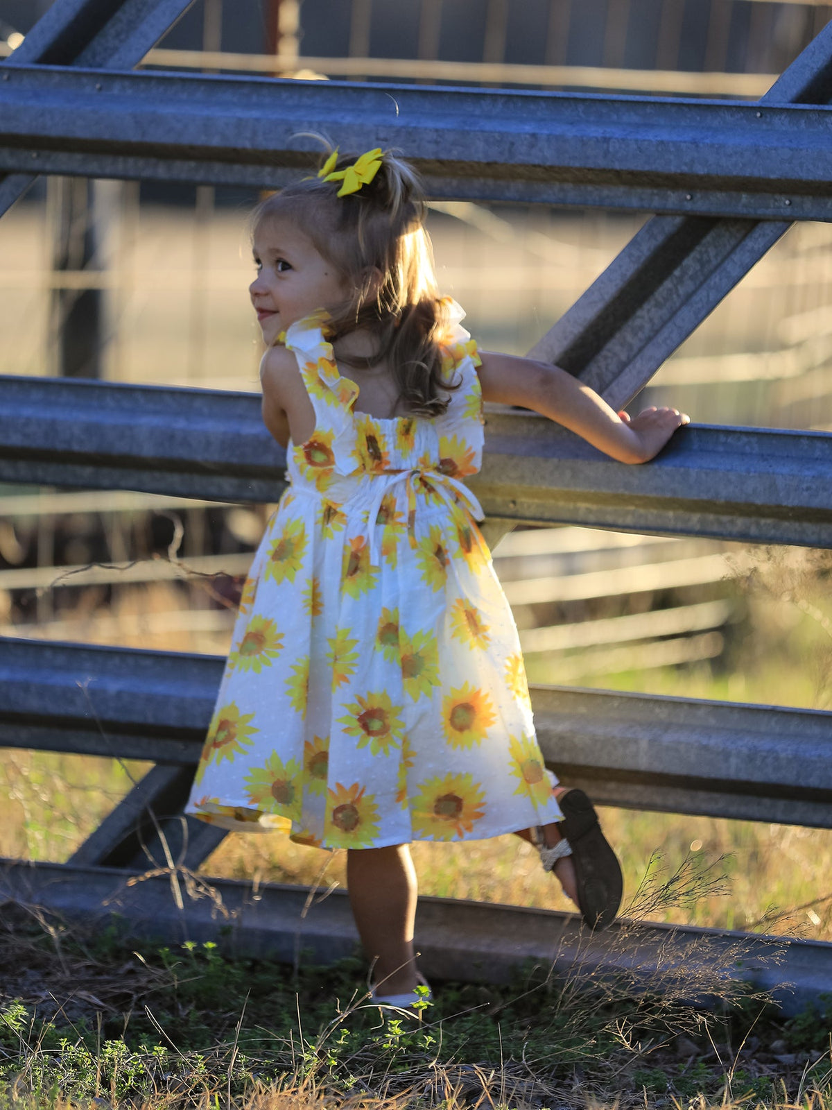 Sunflower Ruffle Smocked Girls Dress - The Palm Beach Baby Rylee Faith Designs