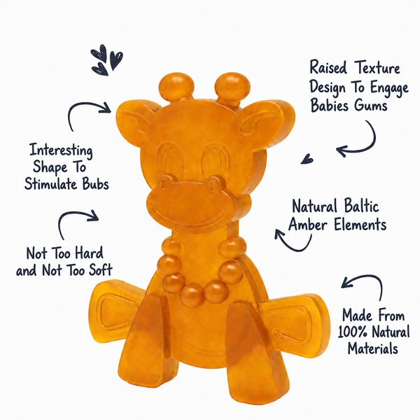 The Little Bamber - Natural Rubber & Baltic Amber Teething Toy - The Palm Beach Baby Bambeado