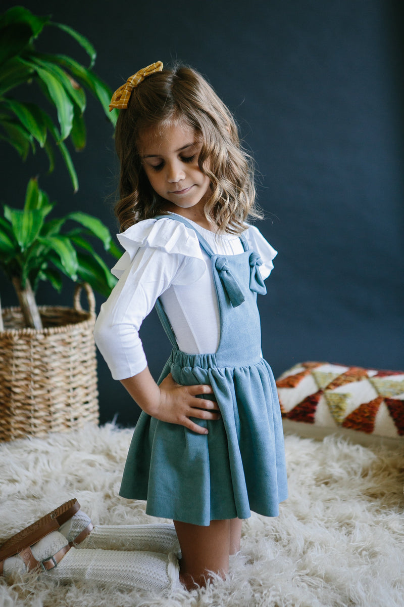Vintage Blue Faux Suede Pinafore - The Palm Beach Baby Mila & Rose ®