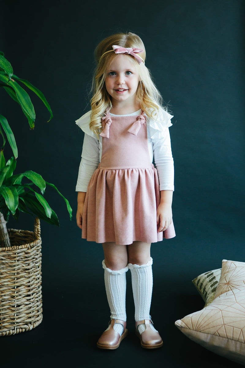 Vintage Pink Faux Suede Pinafore - The Palm Beach Baby Mila & Rose ®