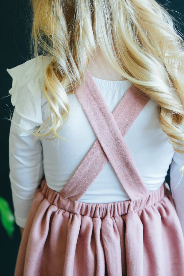 Vintage Pink Faux Suede Pinafore