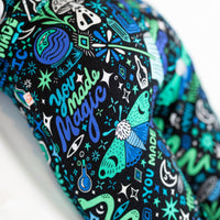 The Second-Skin 2-Piece Long Sleeve Pajama in Mystic Mama Blue with teal doodle print