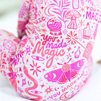 The Second-Skin Convertible Romper in pink Mystic Mama print on buttery-soft Raising Mama viscose from bamboo.