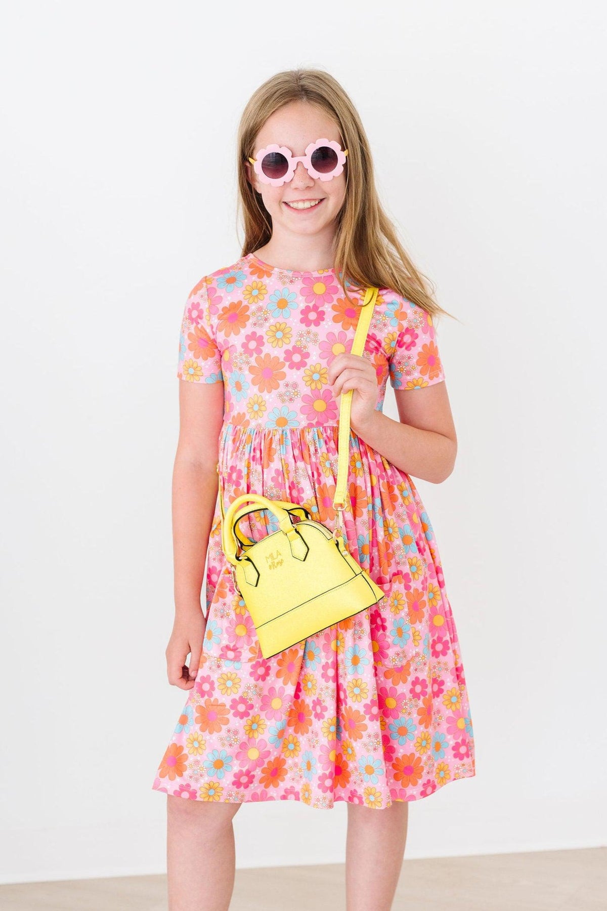 Petal Pop Short Sleeve Pocket Twirl Dress for Little Girls - The Palm Beach Baby Mila & Rose ®