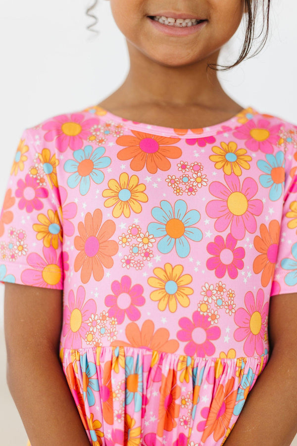 Petal Pop Short Sleeve Pocket Twirl Dress for Little Girls - The Palm Beach Baby Mila & Rose ®