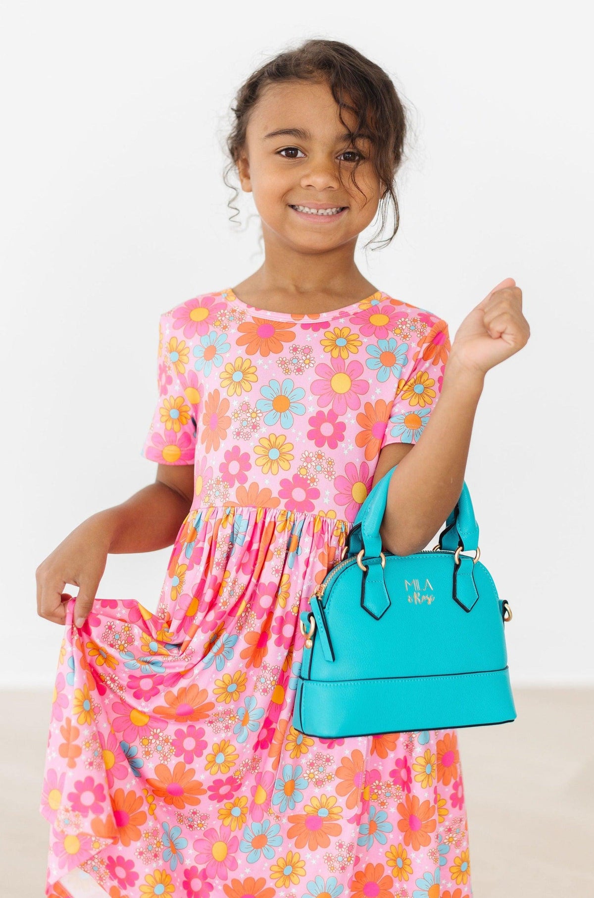 Petal Pop Short Sleeve Pocket Twirl Dress for Little Girls - The Palm Beach Baby Mila & Rose ®