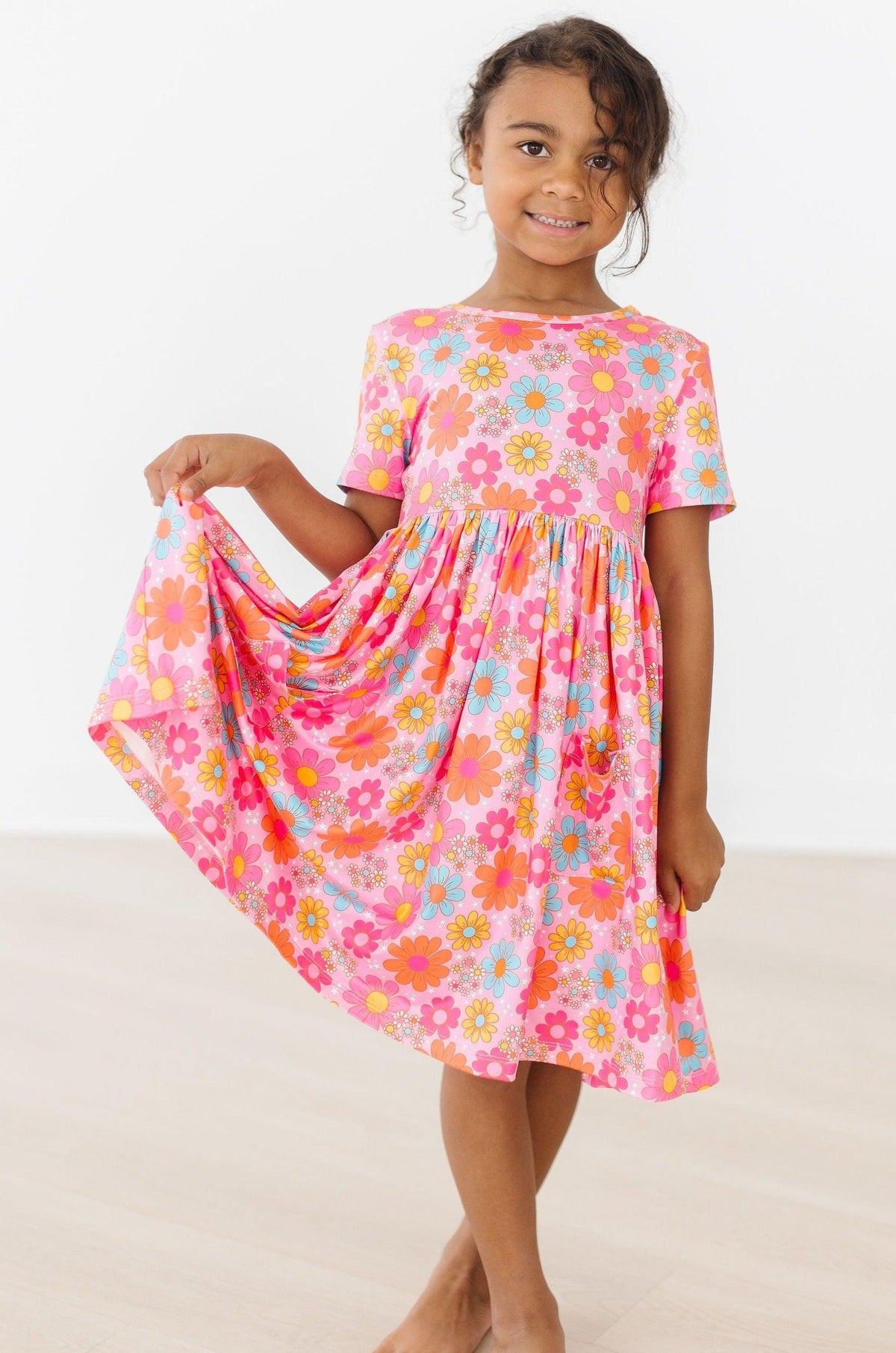 Petal Pop Short Sleeve Pocket Twirl Dress for Little Girls - The Palm Beach Baby Mila & Rose ®