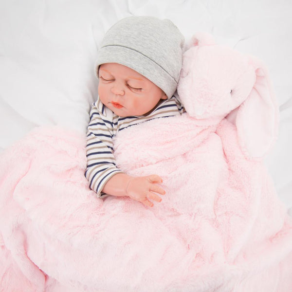 Pink plush animal blanket for babies - The Palm Beach Baby