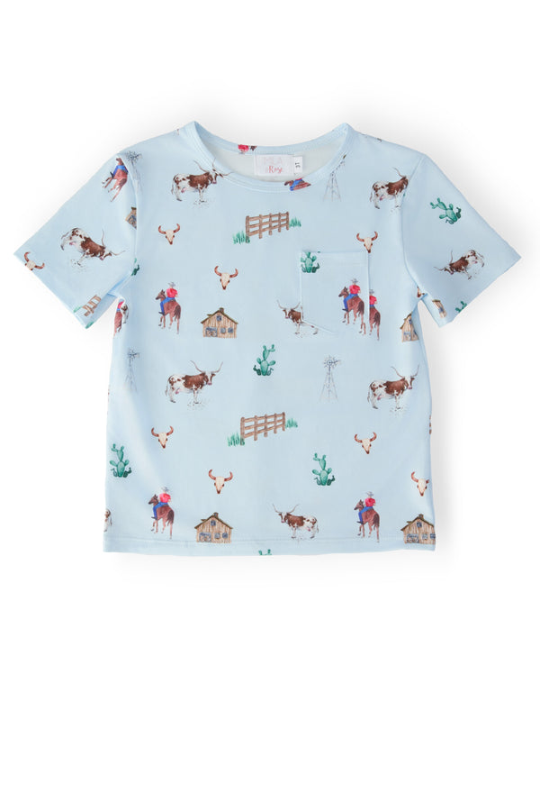 Boys Ranch Hand Short Sleeve Pocket Tee - The Palm Beach Baby Mila & Rose ®