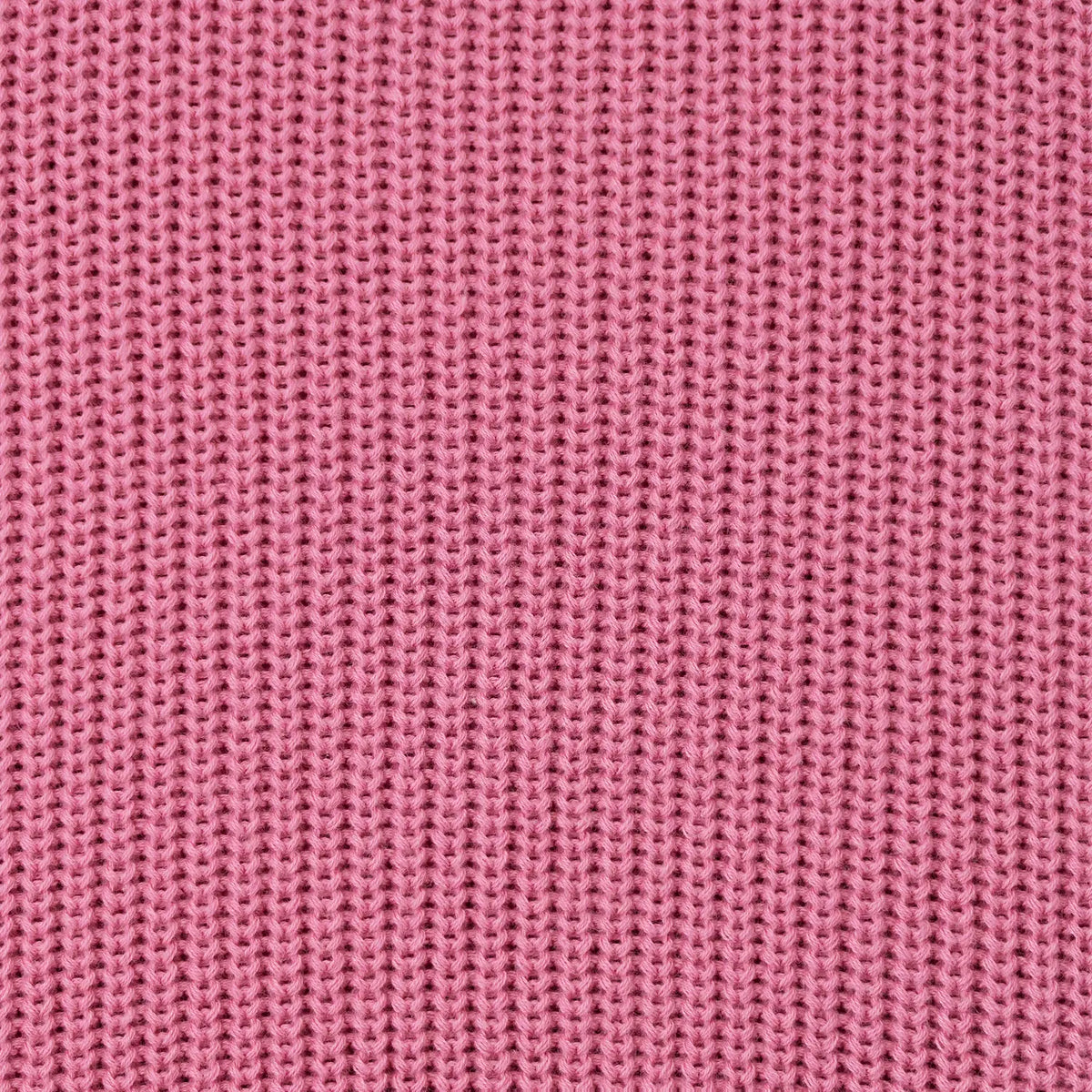 Macro shot of interlocking loops in rose pink premium cotton knit fabric texture
