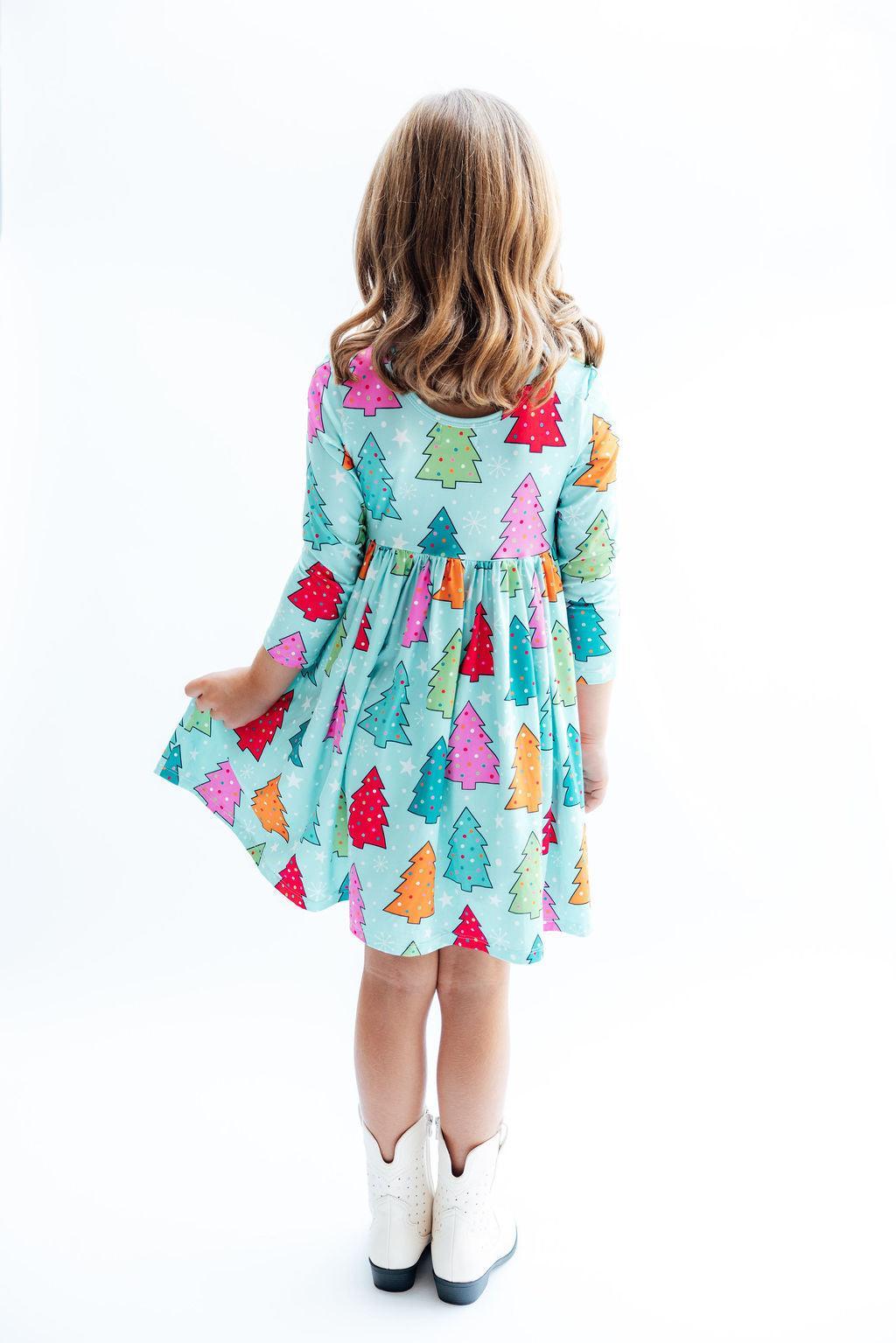 Oh Christmas Tree Long Sleeve Pocket Twirl Dress