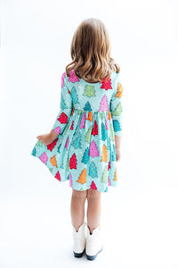 Oh Christmas Tree Long Sleeve Pocket Twirl Dress