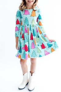 Oh Christmas Tree Long Sleeve Pocket Twirl Dress