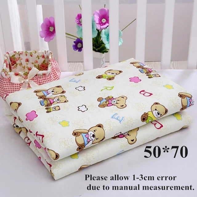 Childrens Waterproof Changing Pad in Cute Prints, cotton mat, 50x70 cm or 70x90 cm for babies.