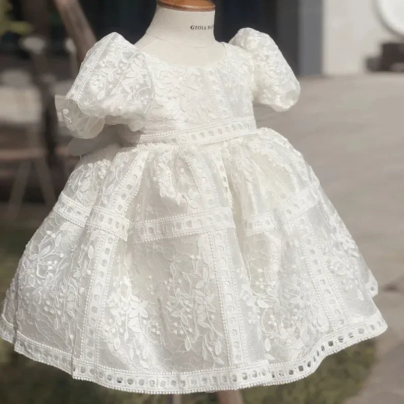Captivating "Celeste" White Lace Party Dress for Girls - The Palm Beach Baby