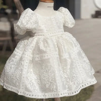 Captivating "Celeste" White Lace Party Dress for Girls - The Palm Beach Baby