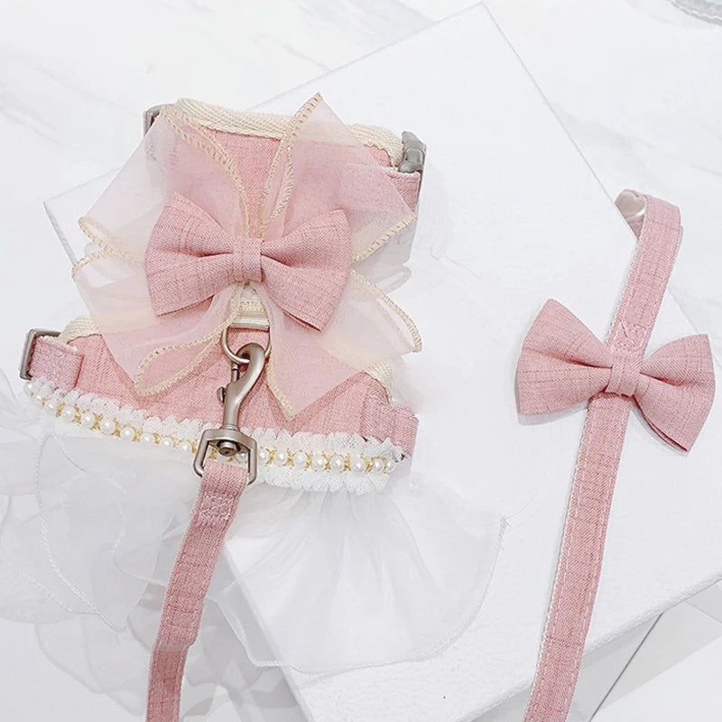 DIVA Pet - Bow Dog/Cat Harness With Leash Set