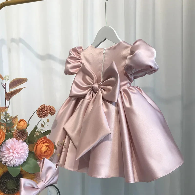 "Michelle" Elegant Beaded Dress in Princess Pink or Soft Blue - The Palm Beach Baby