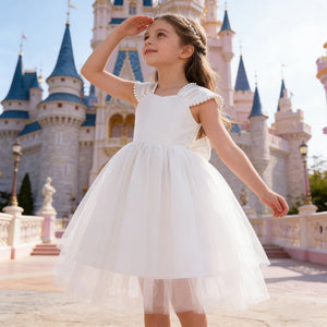 Amelie Elegant White Tulle Dress For Formal Occasions - The Palm Beach Baby Estimated 12 - 22 Day Shipping