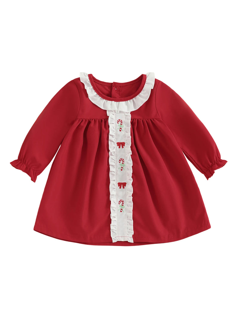 "Clara" Frilly Holiday Embroidered  Dress