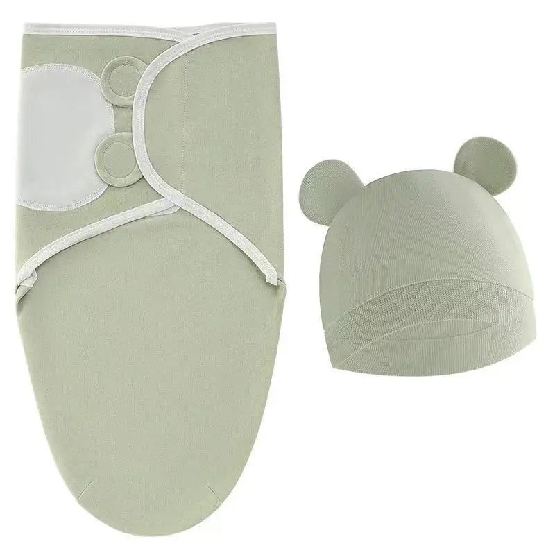 Soothing Baby Swaddle Set Cartoon for Newborns highlighted in white with a versatile swaddle wrap, providing comfort all year round.