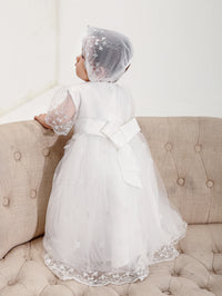 Aimee Baptism Special Occasion Dress with Lace Bonnet - The Palm Beach Baby Estimated 13 - 21 Day Shipping