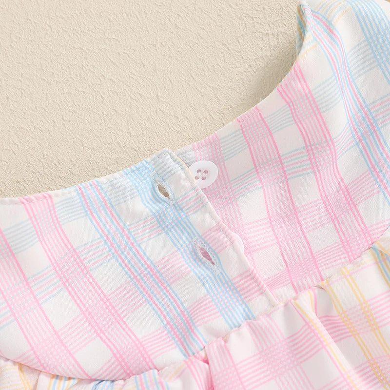 "Plaid Polly" Bubble Style Romper Ruffle Accents