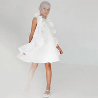 Peyton Chic Couture Dress for Girls 13 Months - 12 Years, Elegant A-Line Design, White with Ruffles - The Palm Beach Baby