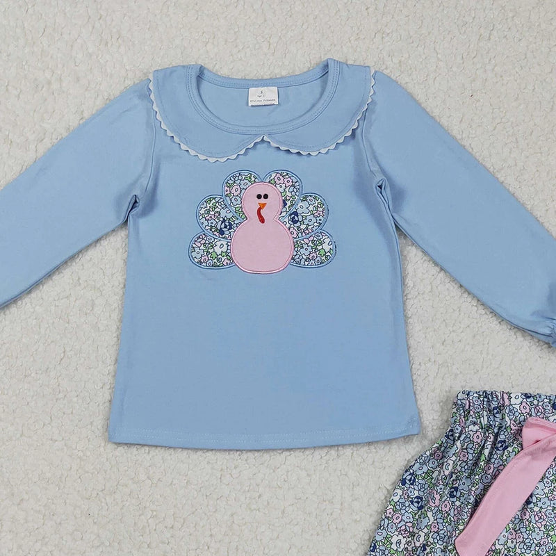 Floral Turkey Embroidered Skort Set