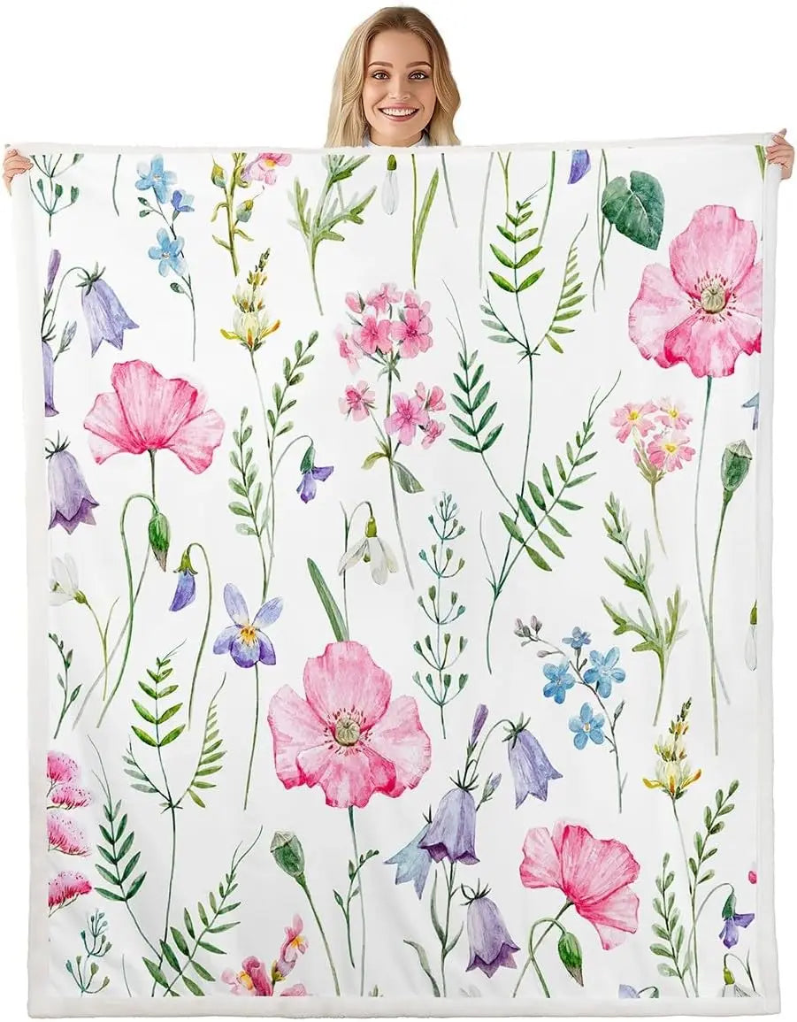 Jungle Rumble double-sided children's blanket with colorful floral print for spring and fall