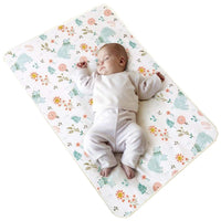 Baby on a waterproof cotton changing pad with cute prints; 50x70 or 70x90 cm, suitable for newborns to 4-6y.