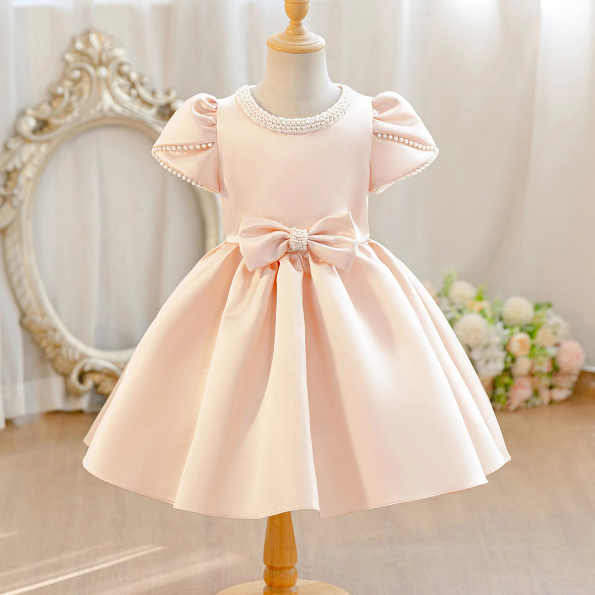 Ailani Elegant Beaded Pink Blush Special Occasion Party Dress -