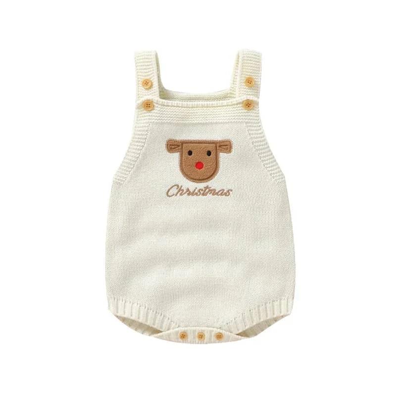 Happy Holidays Embroidered Knit Baby Bubble Overalls - The Palm Beach Baby