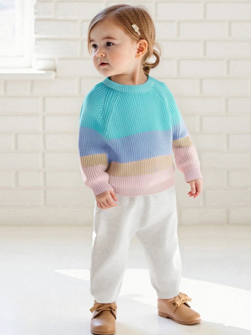 "Avery" Crew Neck Knitted Pullover in Soft Pastels