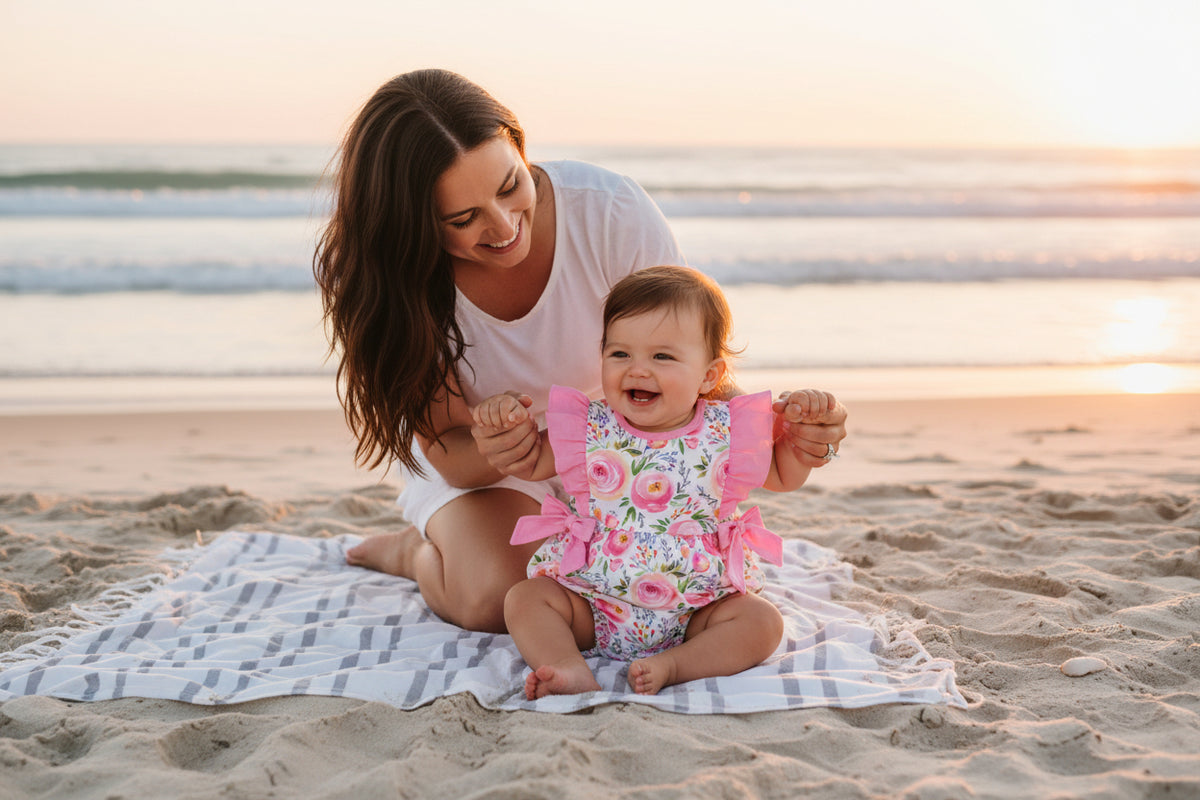 Vivacious Frills Baby Rompers for Girls - Cute Bows & Playful Frills - The Palm Beach Baby Estimated 14 - 20 Day Shipping