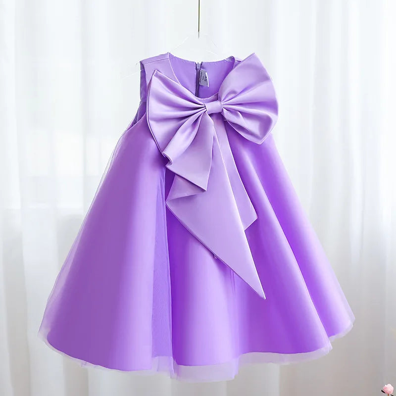 Elegant Sari Sleeveless Girls Party Dress With Big Bow - 7 Colors - The Palm Beach Baby Estimated 12 -21 Day Shipping