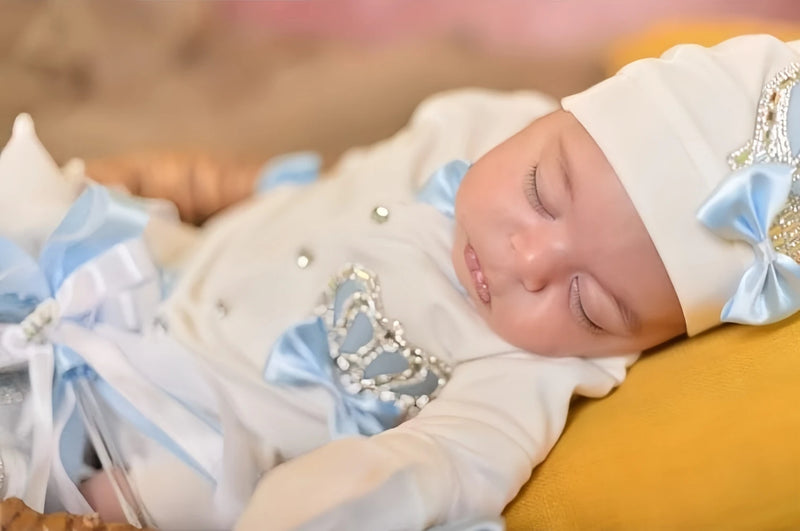 Luxurious  Baby Layette Set - Crown Blue