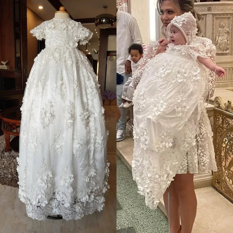 "Grace" Luxurious Lace Baptism Christening Gown